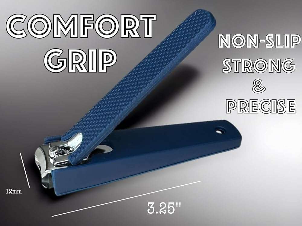 2 Comfort Hold Navy Large Nail Clippers Non-Slip Sure Grip Clipping Removable Catcher Toenails Fingernails Cutter Ultra Sharp Trimmer Stainless Steel Men Women Arthritis Unsteady Hands - Image 5