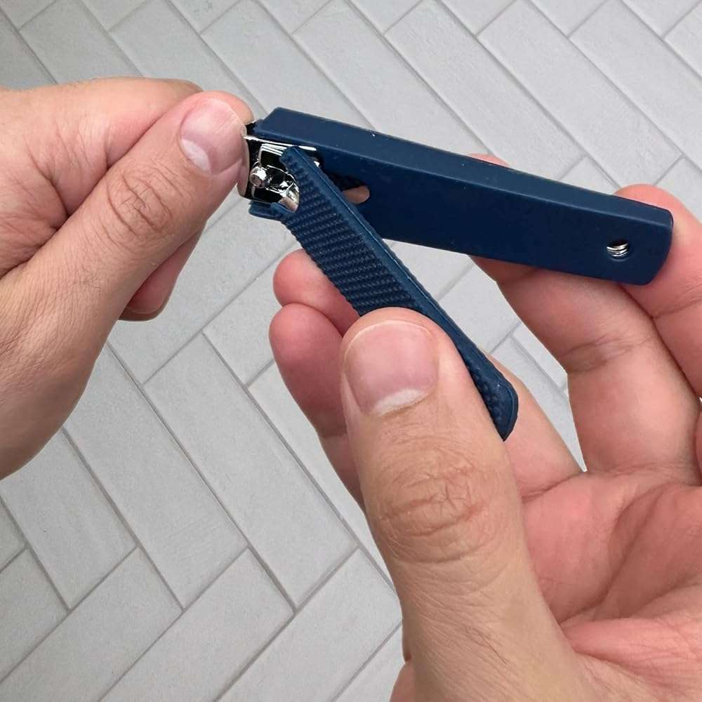 2 Comfort Hold Navy Large Nail Clippers Non-Slip Sure Grip Clipping Removable Catcher Toenails Fingernails Cutter Ultra Sharp Trimmer Stainless Steel Men Women Arthritis Unsteady Hands - Image 6