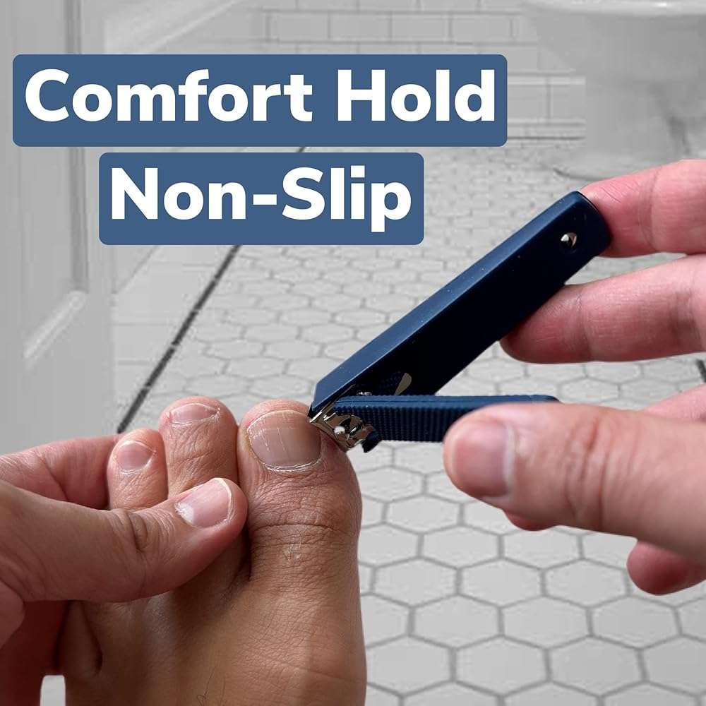 2 Comfort Hold Navy Large Nail Clippers Non-Slip Sure Grip Clipping Removable Catcher Toenails Fingernails Cutter Ultra Sharp Trimmer Stainless Steel Men Women Arthritis Unsteady Hands - Image 7