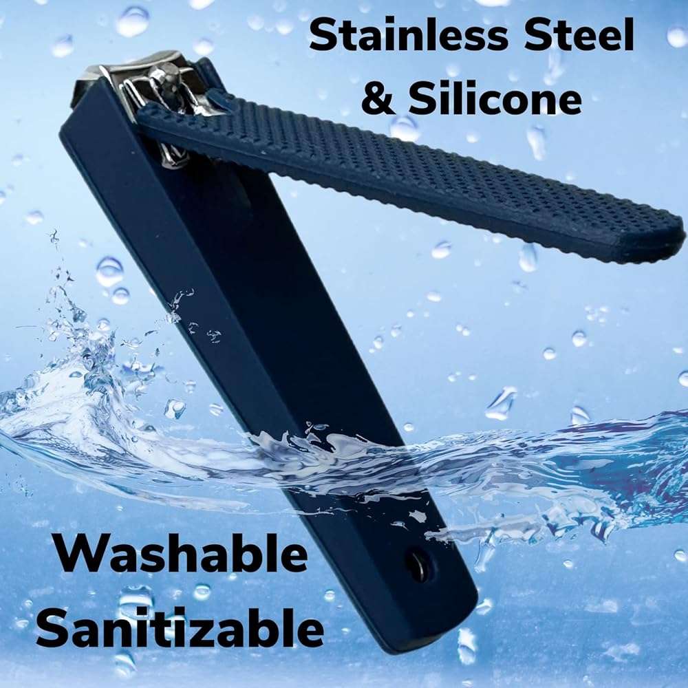 2 Comfort Hold Navy Large Nail Clippers Non-Slip Sure Grip Clipping Removable Catcher Toenails Fingernails Cutter Ultra Sharp Trimmer Stainless Steel Men Women Arthritis Unsteady Hands - Image 8