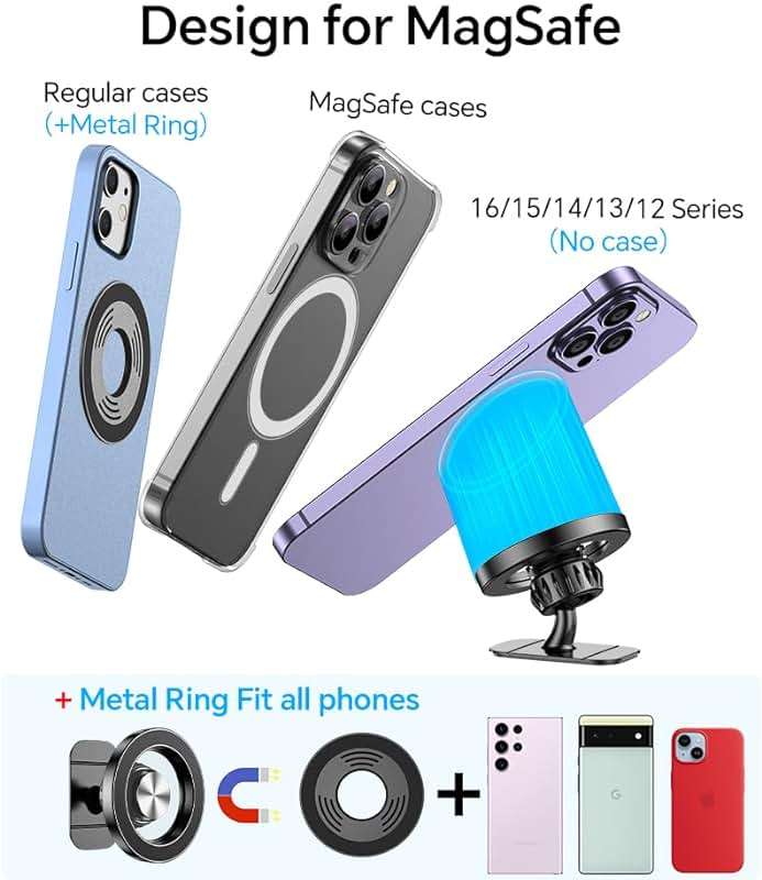 Kaistyle for Magsafe Car Mount【20 Strong Magnets】Magnetic Phone Holder for Car Phone Holder Mount Dash Mounted Holders Cell Phone Holders for Your Car Accessories for Women Men for iPhone 17 16 15 14 - Image 7