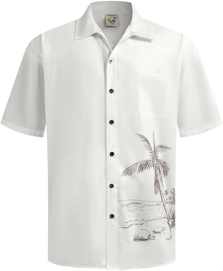 Hardaddy Men's Hawaiian Shirt Short Sleeves Coconut Printed Button Down Summer Beach Casual Shirts - Image 1