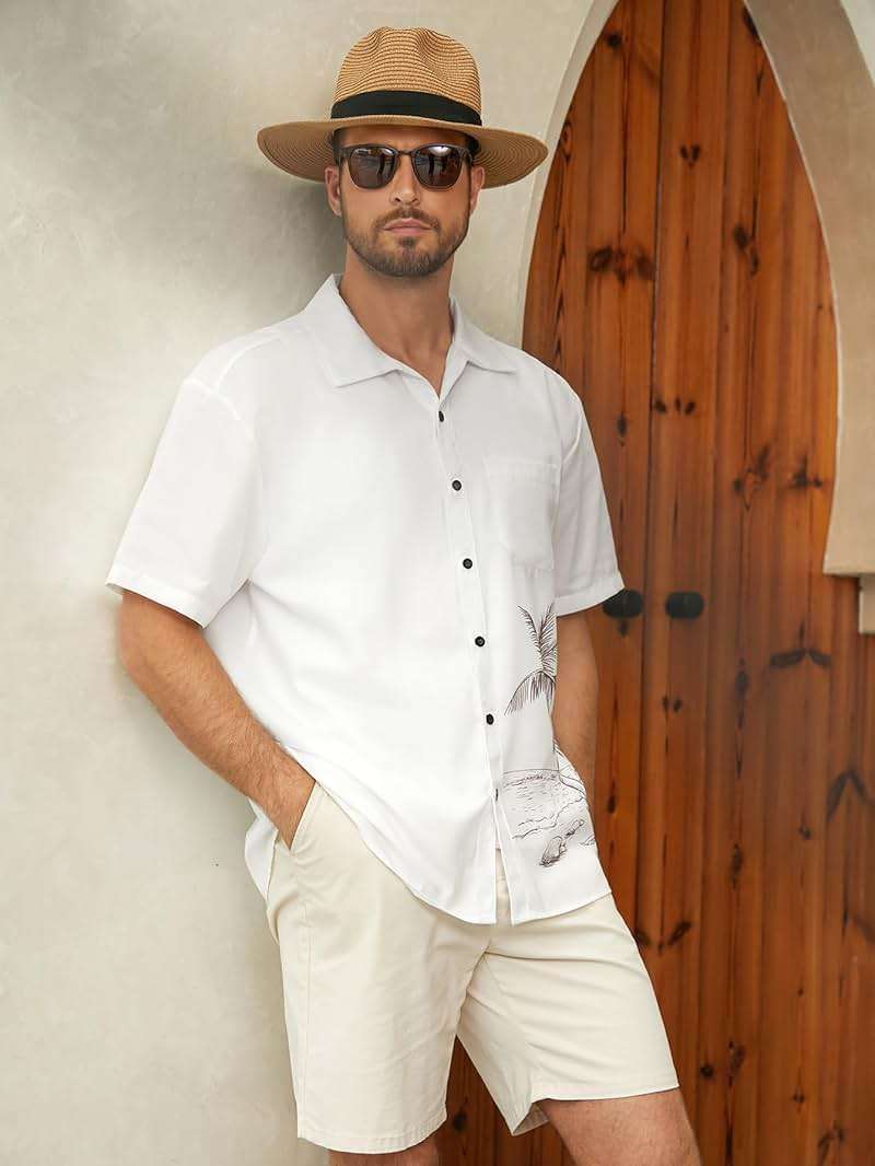 Hardaddy Men's Hawaiian Shirt Short Sleeves Coconut Printed Button Down Summer Beach Casual Shirts - Image 6