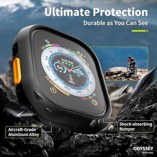 SwitchEasy Aircraft-Grade Aluminum Apple Watch Ultra 2 Case & Ultra Case 49mm, Aluminum Shell with Shock-Absorbing Inner Bumper Maxed Protection, Odyssey - Titanium - Image 3
