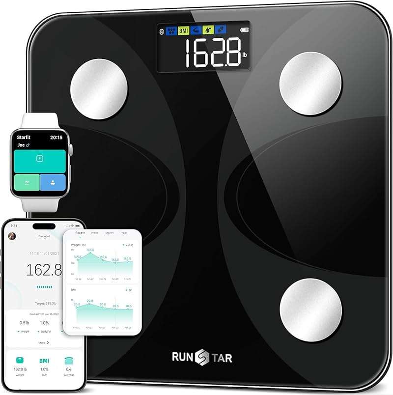Scale for Body Weight and Fat Percentage, RunSTAR Digital Accurate Bathroom Smart Scale with Large Display, FSA&HSA Eligible 13 Body Composition Analyzer Sync App - Image 1