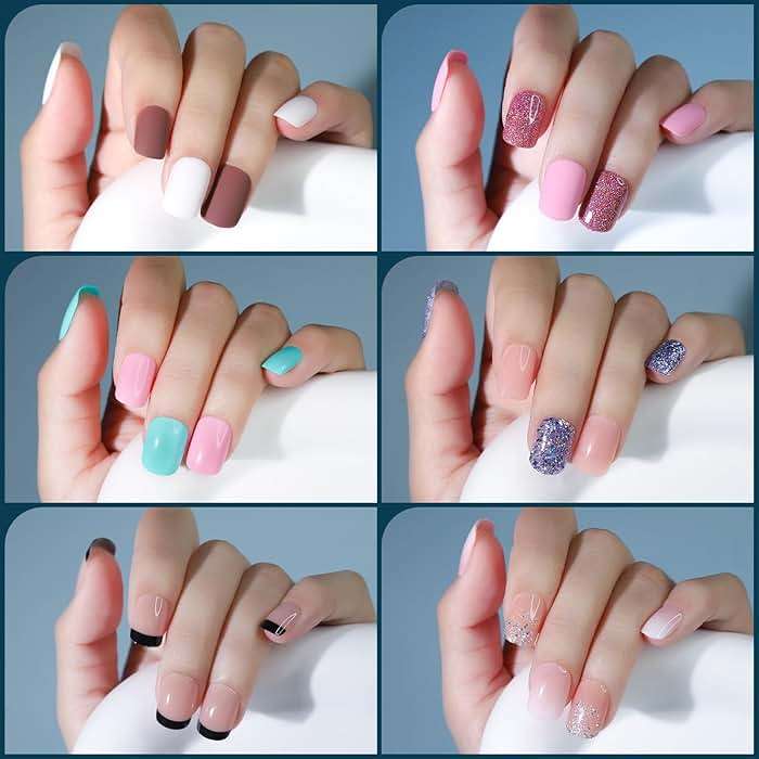 FANDAMEI Press on Nails, 24 Colors 576PCS Press on Nails Short Square Matte Glossy. Glitter Nails Short Round. Natural Fit Lightweight Fake Nails Natural for Nail Art - Image 7
