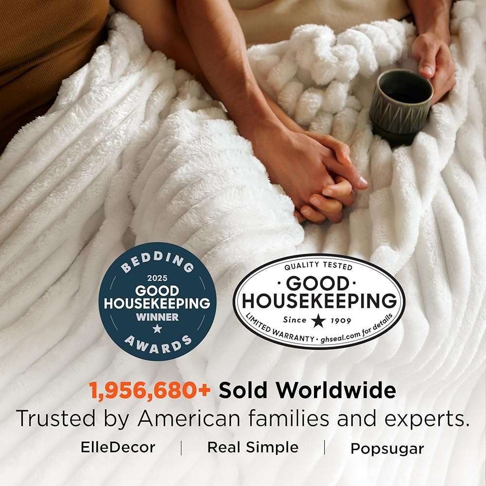 Bedsure GentleSoft Blankets Queen Size for Bed - Cozy Soft Sofa Couch Cover Blankets for Women, Cute Large Bedding Fleece Throws for Girls, Off White, 90x90 Inches - Image 4