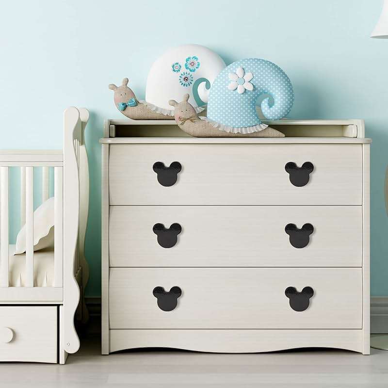 Waifairphy Wooden Mouse Cabinet Knobs with 2 Different Size Screws for Dresser Drawers,Wood Dresser Knobs for Kids Bedroom and Bathroom Decor,Kids Drawer pulls 6 Pack,Nursery Dresser knobs for Kids - Image 2
