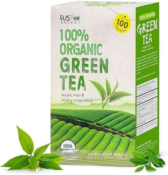 Fusion Select Organic Green Tea - Fresh Drink with Mild & Bright Flavor - Easy to Brew - Relaxing Tea Beverages with Antioxidant Support - 100 Individual Tea Bags per Box - Image 1