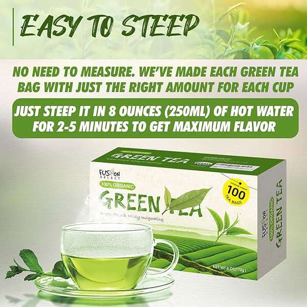 Fusion Select Organic Green Tea - Fresh Drink with Mild & Bright Flavor - Easy to Brew - Relaxing Tea Beverages with Antioxidant Support - 100 Individual Tea Bags per Box - Image 3