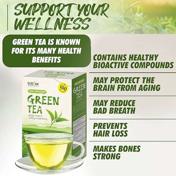 Fusion Select Organic Green Tea - Fresh Drink with Mild & Bright Flavor - Easy to Brew - Relaxing Tea Beverages with Antioxidant Support - 100 Individual Tea Bags per Box - Image 5