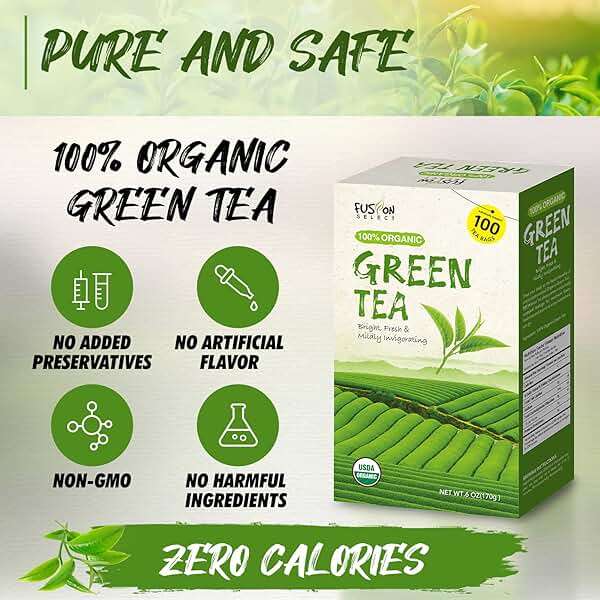 Fusion Select Organic Green Tea - Fresh Drink with Mild & Bright Flavor - Easy to Brew - Relaxing Tea Beverages with Antioxidant Support - 100 Individual Tea Bags per Box - Image 7