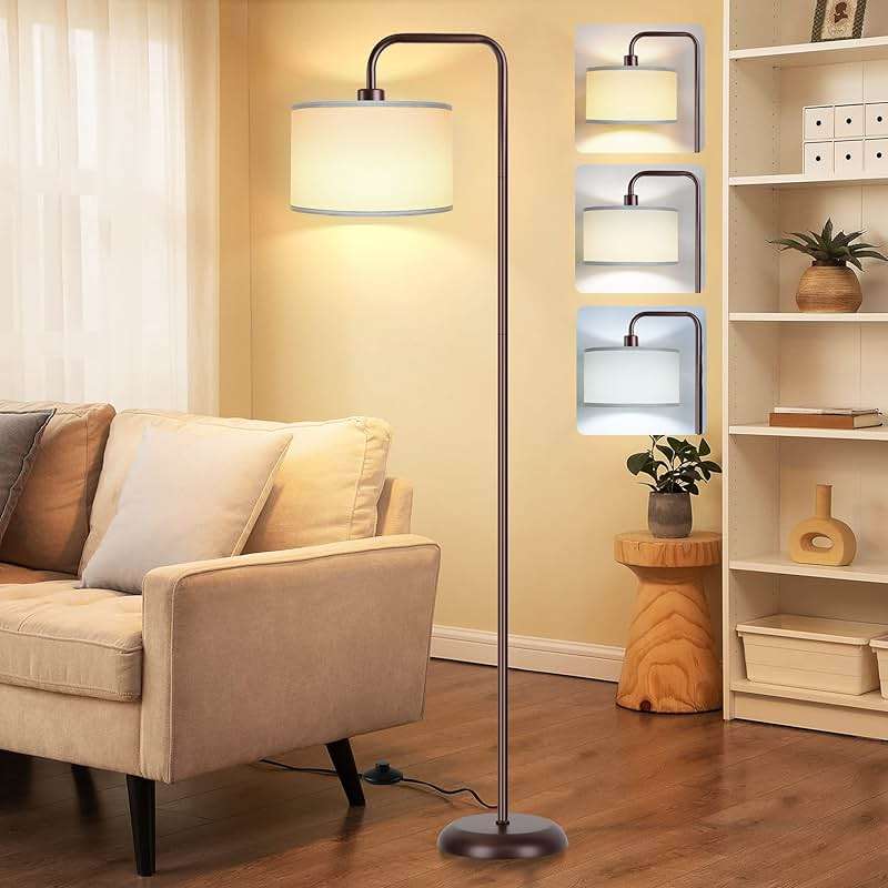 PARTPHONER LED Floor Lamp for Living Room, 3 Color Temperature, with Foot Switch, 9W Bulb Included, Oil Rubbed Bronze - Image 1
