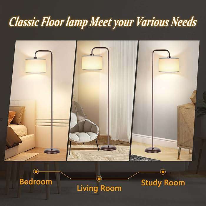PARTPHONER LED Floor Lamp for Living Room, 3 Color Temperature, with Foot Switch, 9W Bulb Included, Oil Rubbed Bronze - Image 7