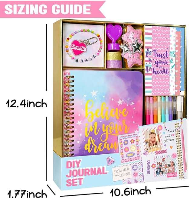Nollh DIY Journal Kit for Girls - 200+PCS Teen Tween Girl Gifts Trendy Stuff, Stocking Stuffers, Scrapbook Supplies Stationery Set, Art Crafts Kit - Ideal Gifts for 8 9 10 11 12 13 14 Year Old Girl - Image 3