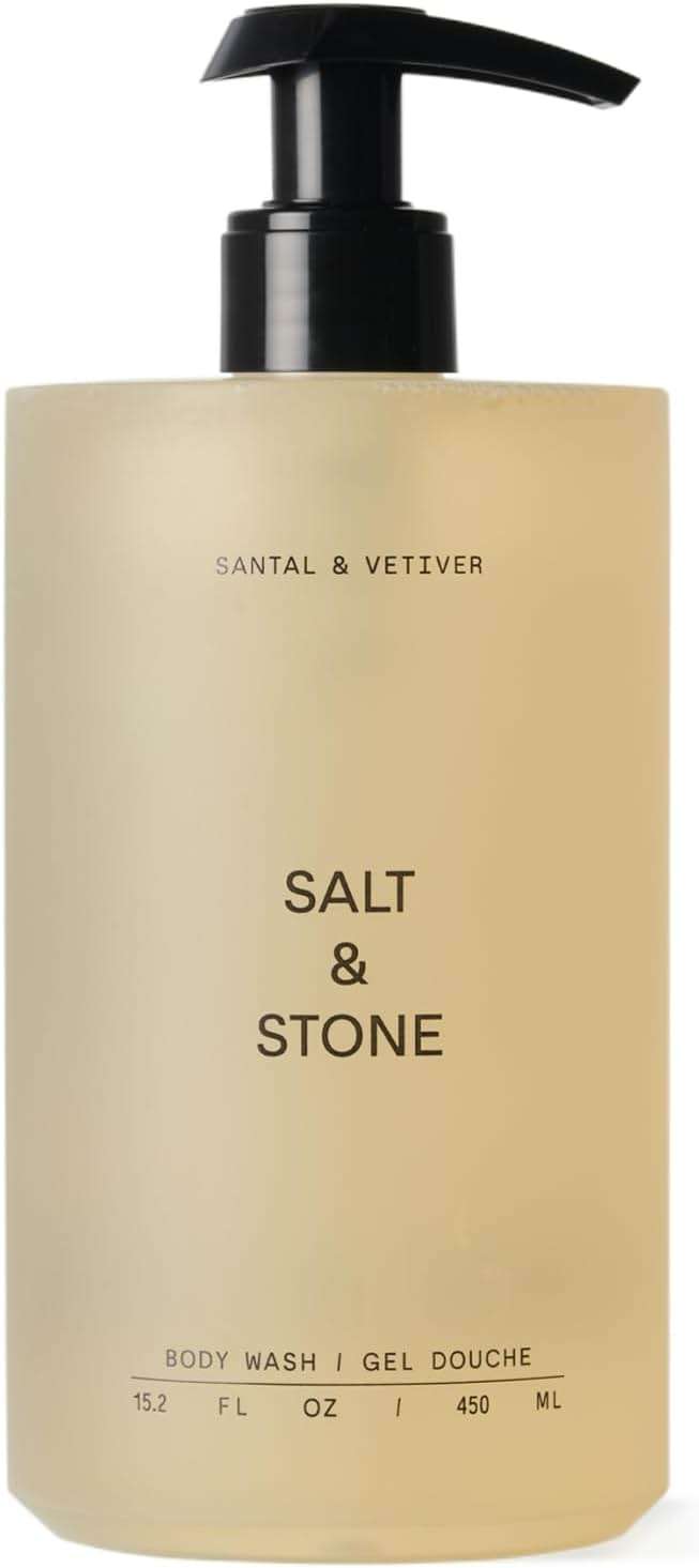 Salt & Stone Body Wash with Antioxidants for Deep Moisture | For Women & Men, Sulfate, Paraben, & Dye Free, Leaving Skin Soft and Hydrated | Santal & Vetiver 15.2 fl oz - Image 1