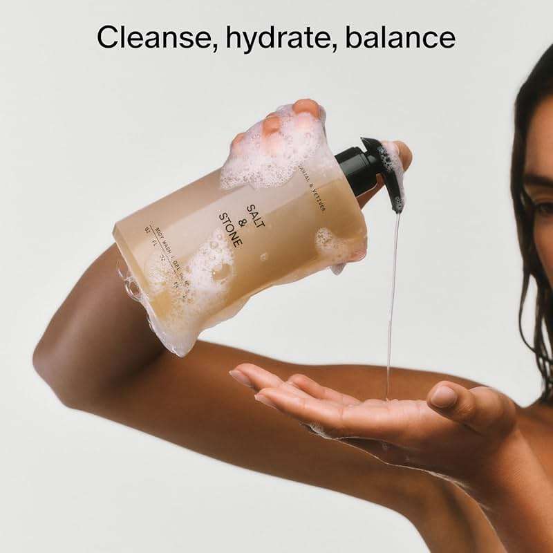 Salt & Stone Body Wash with Antioxidants for Deep Moisture | For Women & Men, Sulfate, Paraben, & Dye Free, Leaving Skin Soft and Hydrated | Santal & Vetiver 15.2 fl oz - Image 4