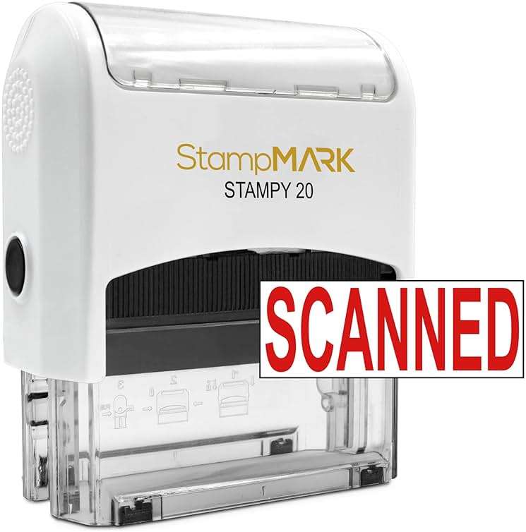 StampMark Self Inking Rubber Office Stamp with Red Ink (Scanned) - Small Size - Image 1