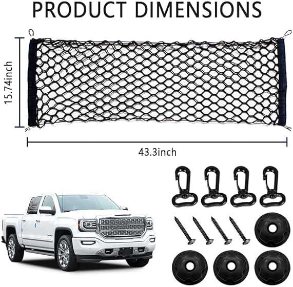 Car Rear Cargo Net with Good Elasticity&Tensile Strength Trunk Net Organizer for SUV Truck,Ideal Car Net Keeps Overlanding Accessories (L 43.3''x15.74'') - Image 2