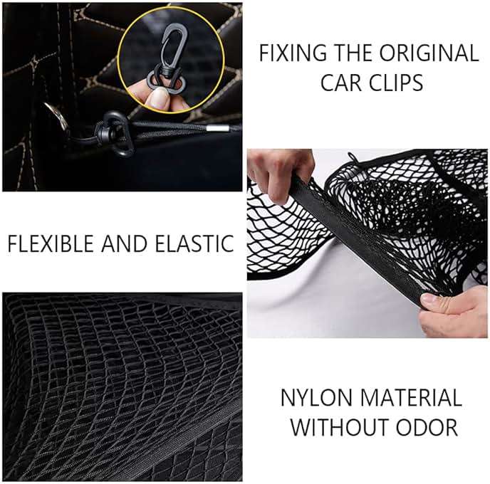 Car Rear Cargo Net with Good Elasticity&Tensile Strength Trunk Net Organizer for SUV Truck,Ideal Car Net Keeps Overlanding Accessories (L 43.3''x15.74'') - Image 4