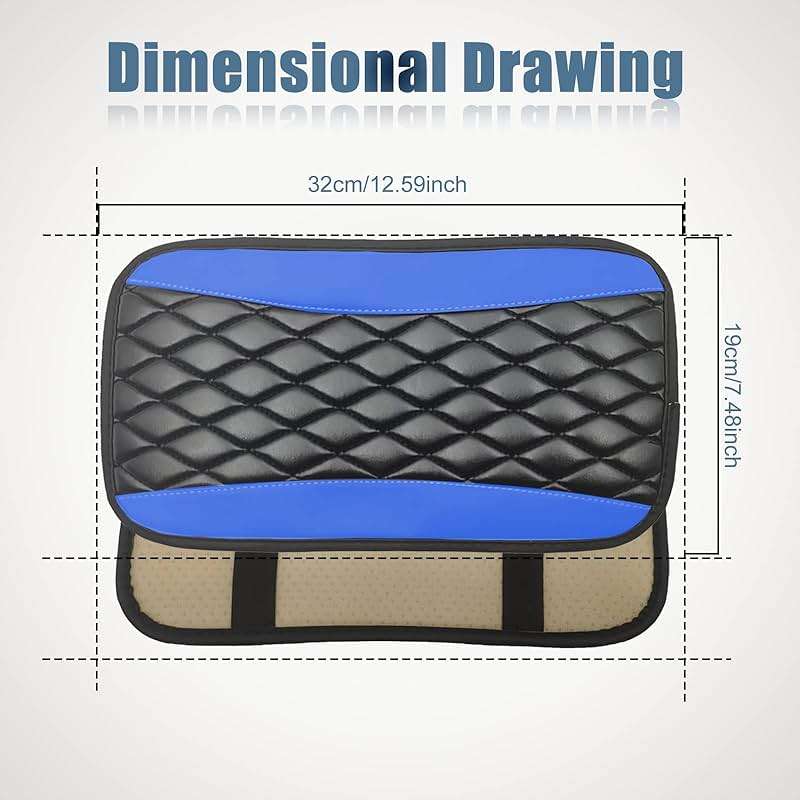 Car Center Console Cover, Universal Leather Waterproof Armrest Seat Box Cover Protector, Comfortable Car Decor Accessories Fit for Most Cars, Vehicles, SUVs -Blue - Image 2