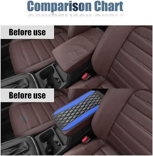 Car Center Console Cover, Universal Leather Waterproof Armrest Seat Box Cover Protector, Comfortable Car Decor Accessories Fit for Most Cars, Vehicles, SUVs -Blue - Image 5