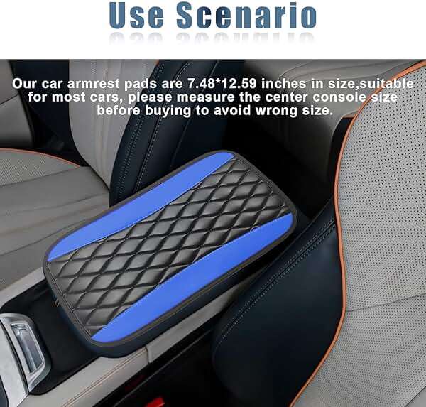 Car Center Console Cover, Universal Leather Waterproof Armrest Seat Box Cover Protector, Comfortable Car Decor Accessories Fit for Most Cars, Vehicles, SUVs -Blue - Image 6