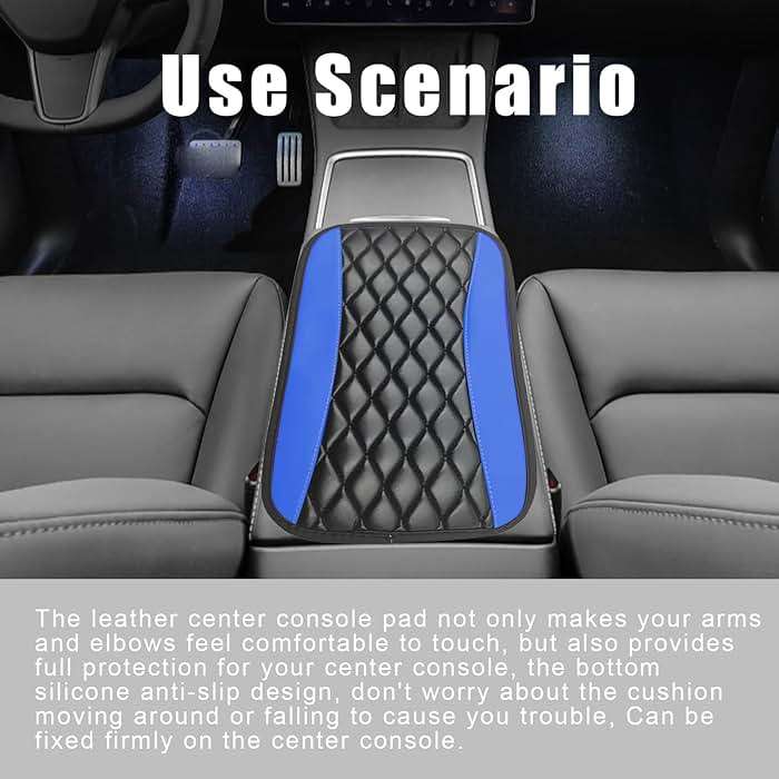 Car Center Console Cover, Universal Leather Waterproof Armrest Seat Box Cover Protector, Comfortable Car Decor Accessories Fit for Most Cars, Vehicles, SUVs -Blue - Image 7