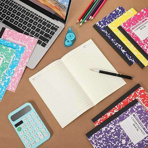 Fainne 100 Pack A5 Composition Notebooks Bulk College Ruled Composition Notebooks Marble Covers Notebook for Student Classroom Office Supplies 30 Sheet/60 Page(10 Color) - Image 2