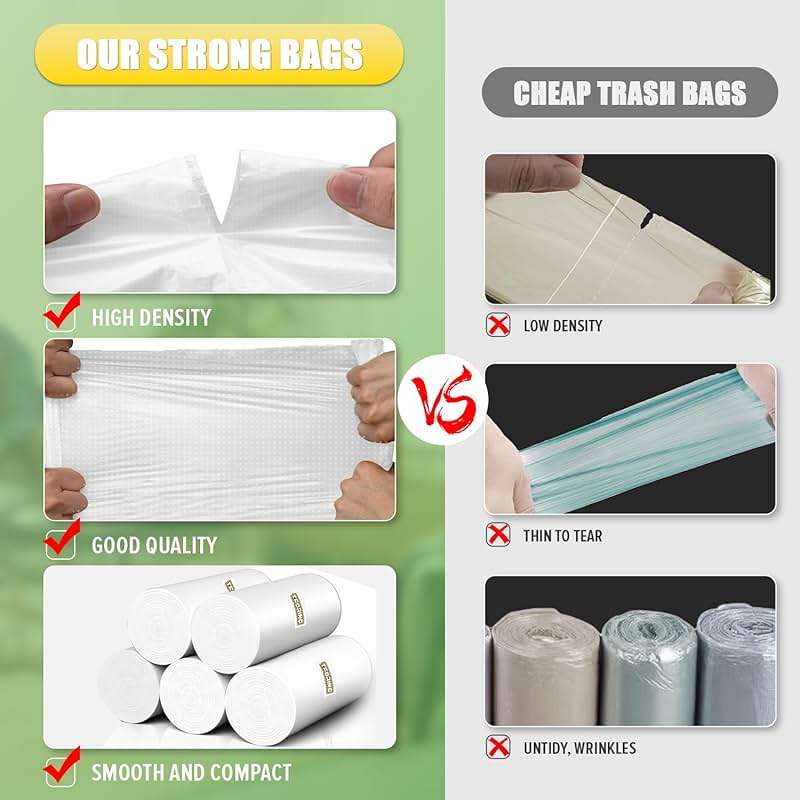 T.FORING 13 Gallon Tall Kitchen Trash Bags Unscented,1.1 Mil,Clear,110 Ct | Leakproof,Heavy Duty,Strong Garbage Can Liners,White,Fit 38 - 50 Liter Waste Bins,for Home Office Household Use - Image 3