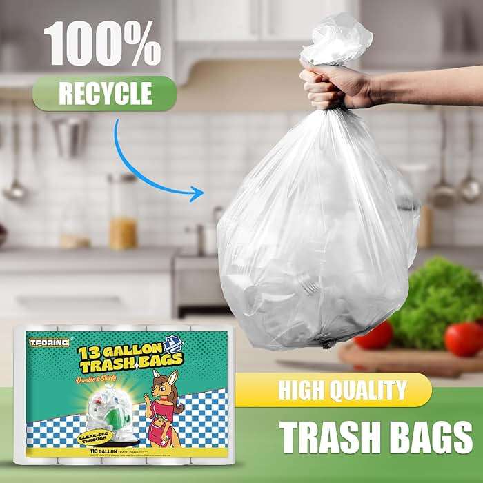 T.FORING 13 Gallon Tall Kitchen Trash Bags Unscented,1.1 Mil,Clear,110 Ct | Leakproof,Heavy Duty,Strong Garbage Can Liners,White,Fit 38 - 50 Liter Waste Bins,for Home Office Household Use - Image 6