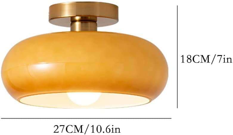 ZALORD Nordic Vintage Ceiling Light Fixture Denmark Mid Century Modern Nostalgia Semi Flush Mount Ceiling Light with Orange White Glass Shade for Restaurant Cafe Loft Bedroom Hallway 10.6inch - Image 3