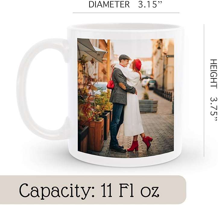 HomeBee Personalized Coffee Mug | Custom Photo Text and Logo Ceramic Mug | Customized 11 Oz Tea Cup for Men & Women | Unique Gift Idea - Taza Personalizadas Design with Picture or Message | White - Image 3