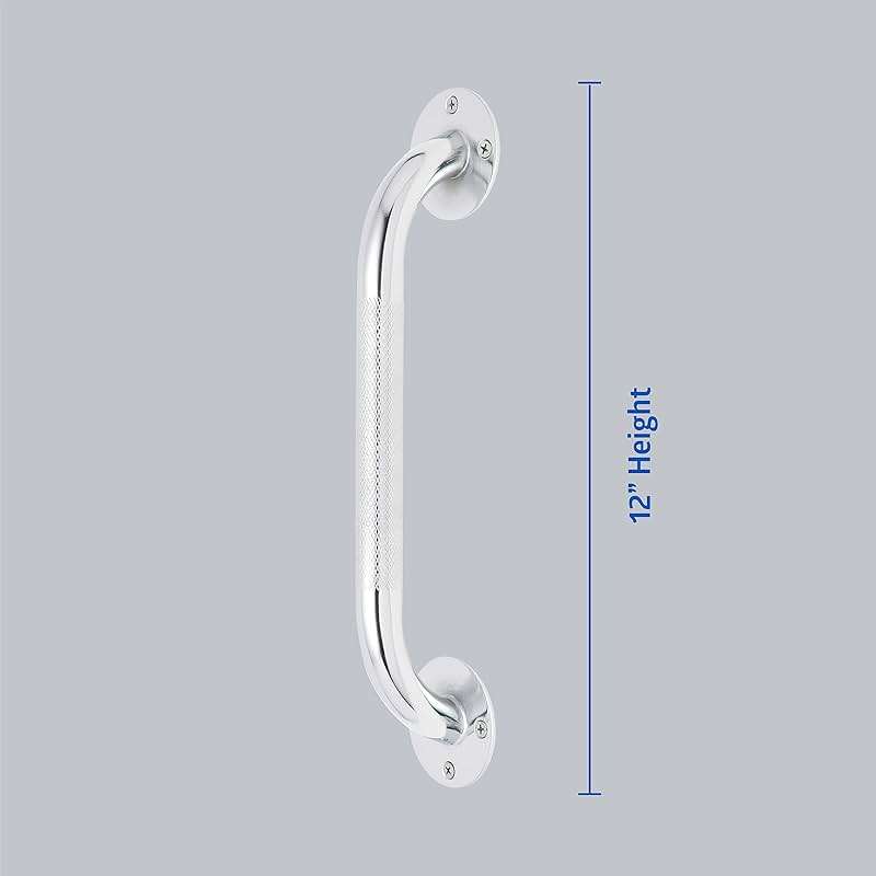 Medline Knurled Chrome 12” Grab Bar for Shower & Bathtub, Independence & Ease of Movement — for Elderly, Handicapped or Seniors, 300 lb. Capacity, 1 Bar - Image 2