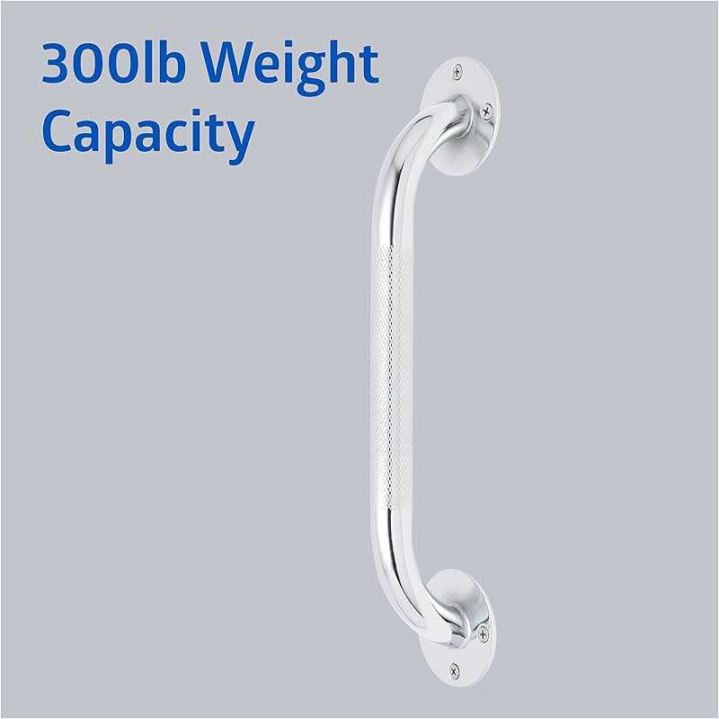 Medline Knurled Chrome 12” Grab Bar for Shower & Bathtub, Independence & Ease of Movement — for Elderly, Handicapped or Seniors, 300 lb. Capacity, 1 Bar - Image 5