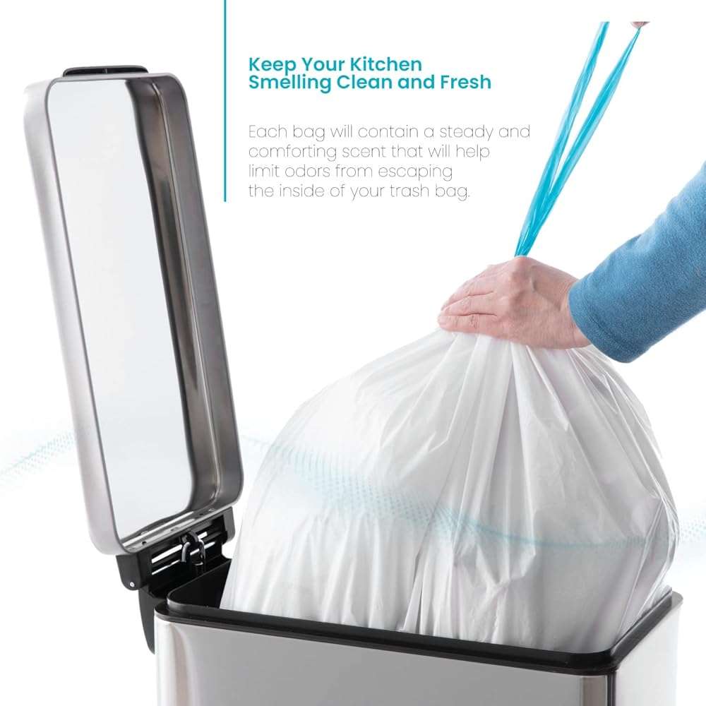 Home Zone Living 12 Gallon Kitchen Trash Bags with Drawstring Handles, Heavy Duty Custom Fit Design for Standard 45 to 50 Liter Kitchen Trash Cans, Code 45S, 60-Count - Image 4