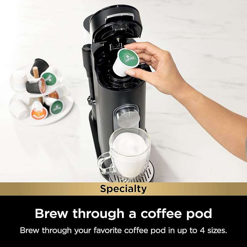 Ninja Coffee Maker, Single Serve, Brew with Coffee Pods and Grounds, Compatible with K-Cup Pods, 4 Styles, up to 24 Ounces Cup Sizes and 56 Ounces Removable Reservoir, Black, PB051 - Image 2