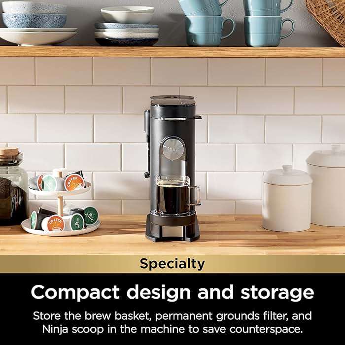 Ninja Coffee Maker, Single Serve, Brew with Coffee Pods and Grounds, Compatible with K-Cup Pods, 4 Styles, up to 24 Ounces Cup Sizes and 56 Ounces Removable Reservoir, Black, PB051 - Image 5