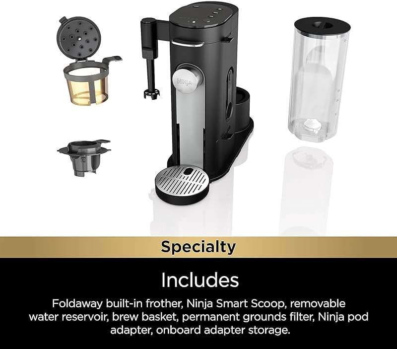 Ninja Coffee Maker, Single Serve, Brew with Coffee Pods and Grounds, Compatible with K-Cup Pods, 4 Styles, up to 24 Ounces Cup Sizes and 56 Ounces Removable Reservoir, Black, PB051 - Image 7