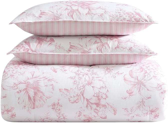 Laura Ashley – Queen Comforter Set, Soft Bedding with Matching Shams, Reversible Floral Room Decor, College Dorm Room Essentials (Delphine Pink) - Image 4