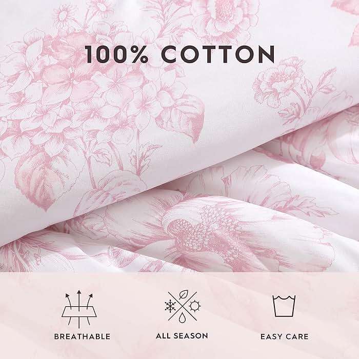 Laura Ashley – Queen Comforter Set, Soft Bedding with Matching Shams, Reversible Floral Room Decor, College Dorm Room Essentials (Delphine Pink) - Image 5