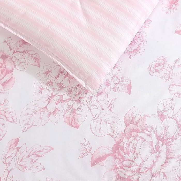 Laura Ashley – Queen Comforter Set, Soft Bedding with Matching Shams, Reversible Floral Room Decor, College Dorm Room Essentials (Delphine Pink) - Image 10