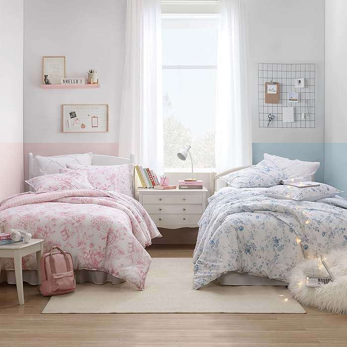 Laura Ashley - Queen Comforter Set, 100% Cotton Bedding, Medium Weight for Year-Round Comfort, Reversible Floral Design, Includes Comforter and Shams, Belinda Blue - Image 5