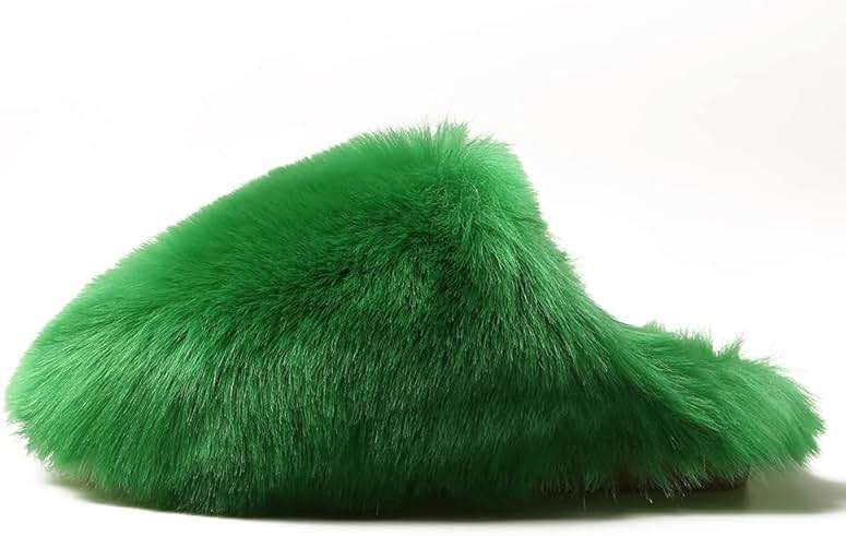 BININBOX Women's Plush Faux Fur Slipper Slide Sandal Soft Furry Fuzzy Fluffy Lovely Indoor Outdoor Slip On Slippers Multicolor Winter House Shoes - Image 2