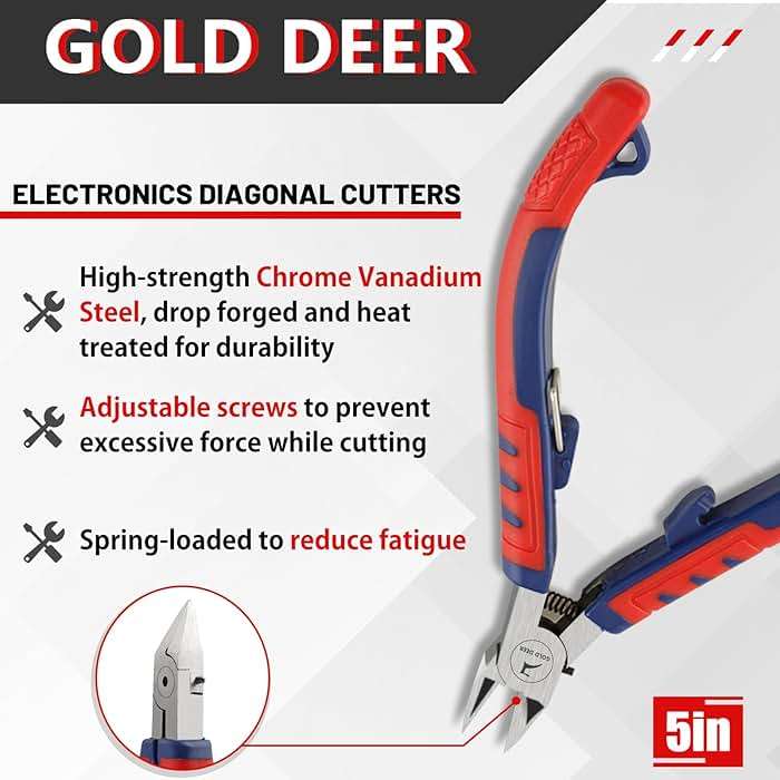 GOLD DEER Side Cutting Pliers Ultra Sharp Electronics Pliers Model Cutter Side Cutter Diagonal Wire Cutting Pliers Flush Cutters Wire Snips Clippers For Cut Electronics Wires Jewelry Diy - Image 3