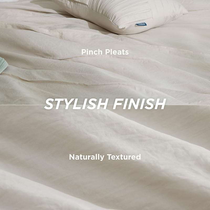 Bedsure Queen Comforter Set - 4 Pieces Pinch Pleat Bed Set, Beige Boho Bedding for All Season, 1 Soft Comforter, 2 Pillowcases, 1 Decorative Pillow - Image 6