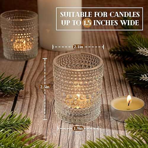 TRIRITE 36 Pcs Clear Votive Candle Holders for Wedding, 2x2.5 Elegant Tealight Candle Holder, Vintage Tea Light Holders for Bridal Shower & Table Centerpieces - Image 2