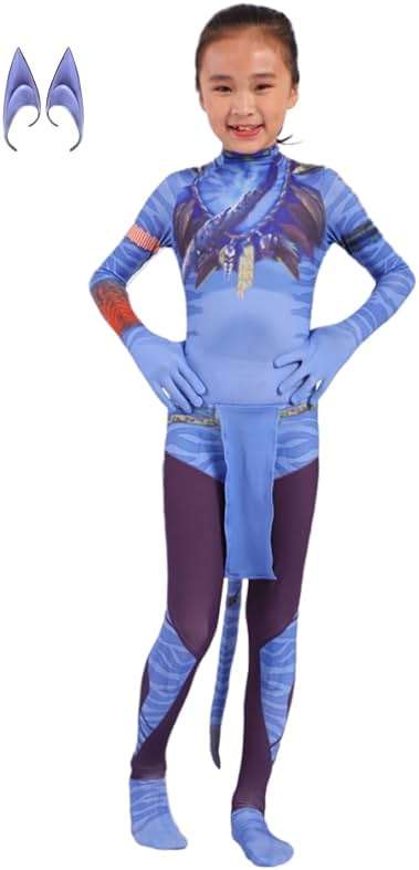 LG LOUIS GARDEN Avatar Costume for Kids, Anime Costume Halloween Cosplay Jumpsuit Tights Bodysuit Stage Costumes for Children Girls Boys - Image 1