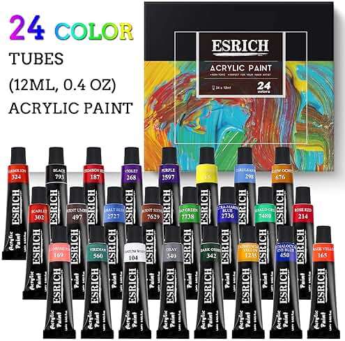 ESRICH Acrylic Paint Set,46 Piece Professional Painting Supplies with Paint Brushes, Acrylic Paints, Easel, Canvases, Palette, Paint Knives, Brush Cup and Art Sponges for Hobbyists and Beginners - Image 3