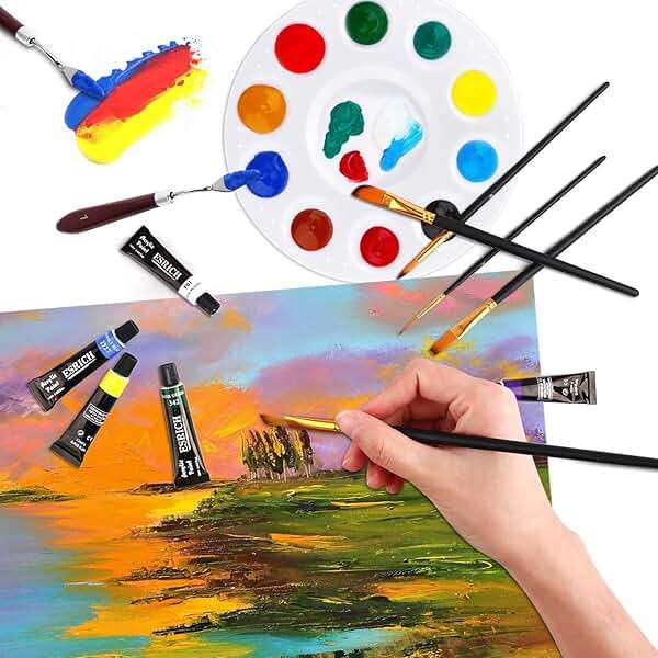 ESRICH Acrylic Paint Set,46 Piece Professional Painting Supplies with Paint Brushes, Acrylic Paints, Easel, Canvases, Palette, Paint Knives, Brush Cup and Art Sponges for Hobbyists and Beginners - Image 7
